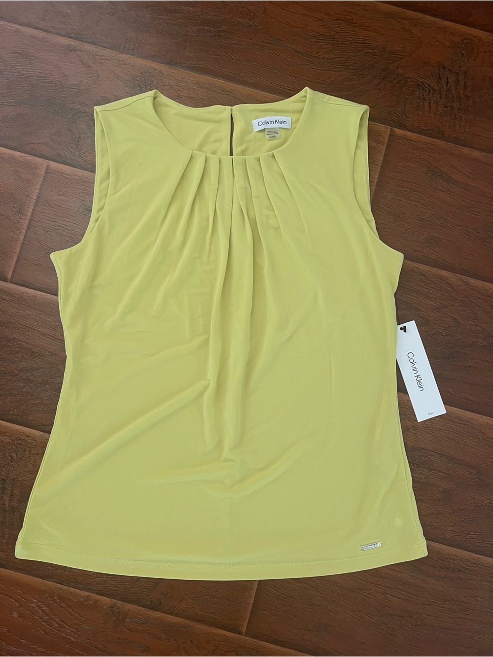 Calvin Klein Sleeveless Pleated Camisole - Lime Green